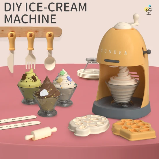 Diy máquina de sorvete cor lama conjunto criativo crianças ar seco argila brinquedos rico ferramenta acessórios educacional jogar massa brinquedo cor argila